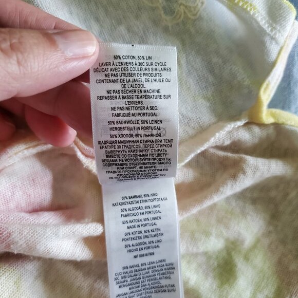 Ted Baker White/Yellow/Pink Watercolor Floral Ciana V-Neck Linen Top 2 - Picture 11 of 15